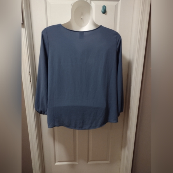 Terra & Sky Blue Women's Plus Woven Long Sleeve Blouse Sz 1X - Picture 5 of 5